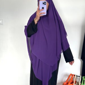 Khimar mousseline 3 voiles Raisin