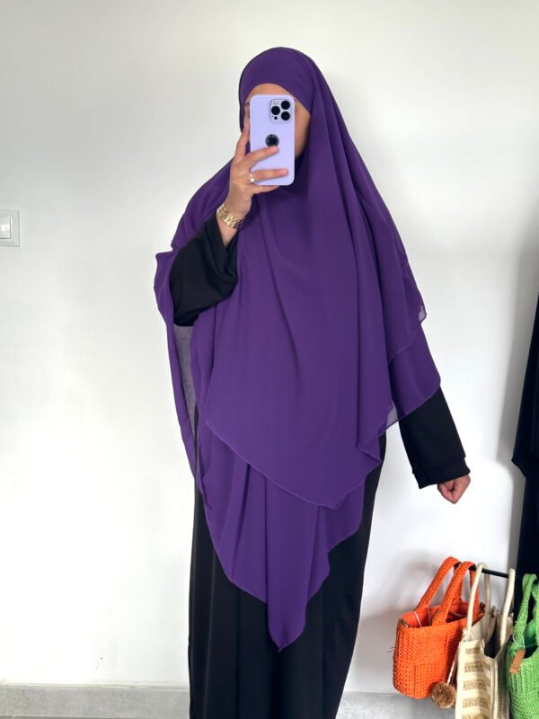 Khimar mousseline 3 voiles Raisin