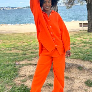 Ensemble Chemise gaz de coton - Orange