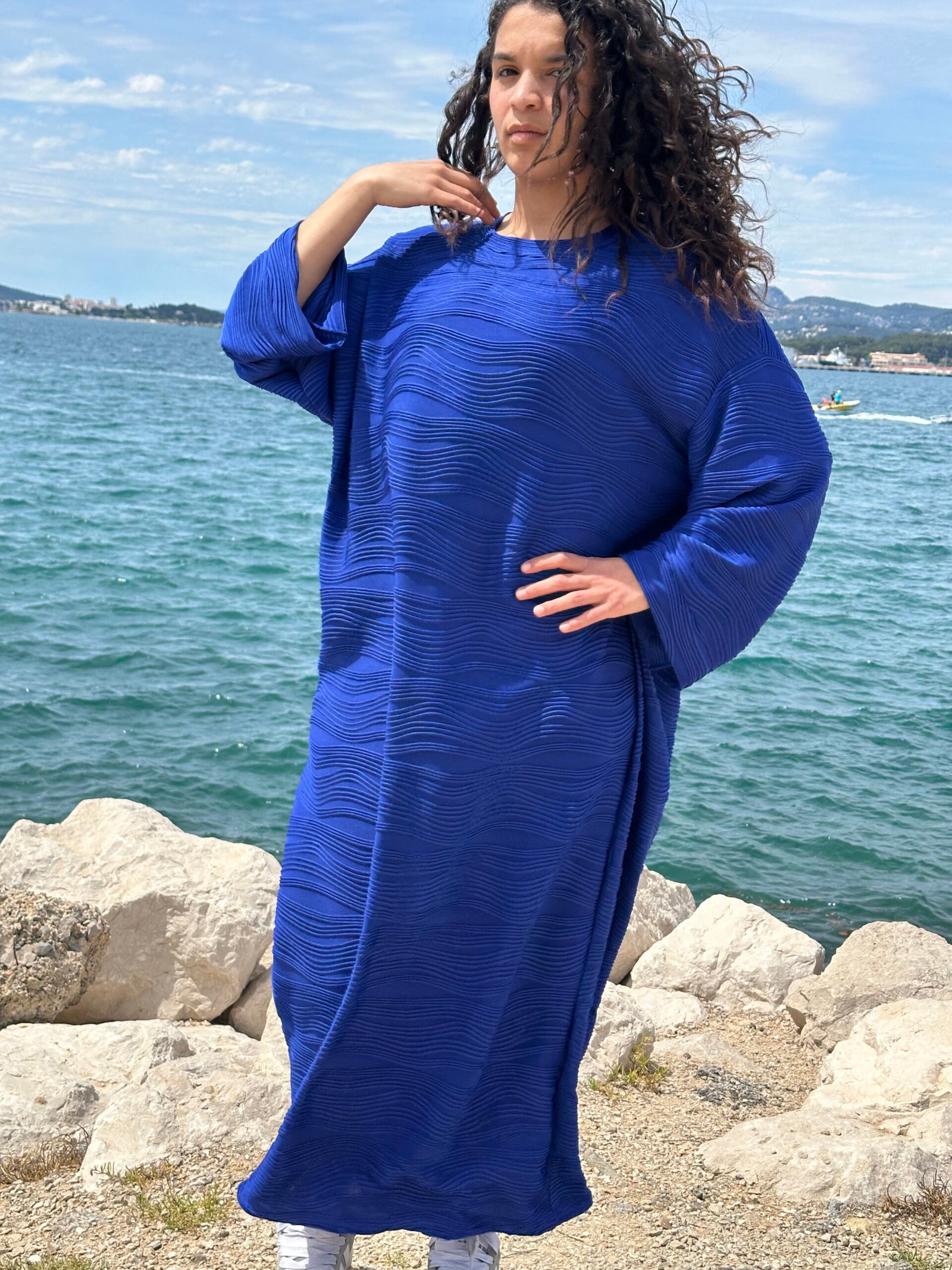 Robe Lyre en bleu face de lune main image 0