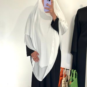 Khimar mousseline 3 voiles blanc