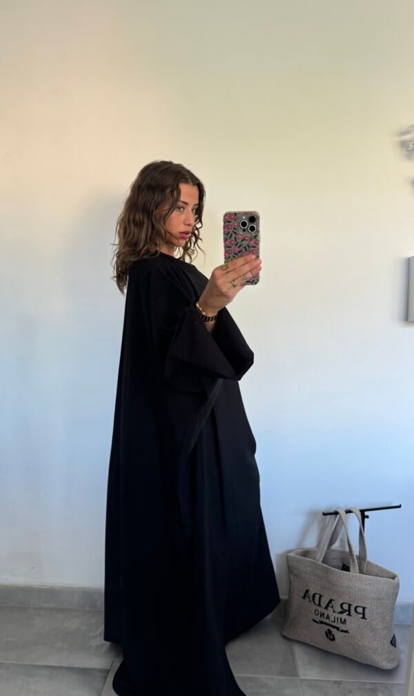 Ensemble effet lin noir kimono & robe – Image 3