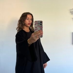Ensemble effet lin noir kimono & robe