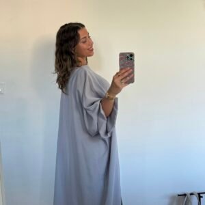 Ensemble effet lin gris clair kimono & robe