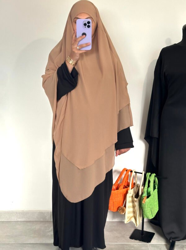 Khimar mousseline 3 voiles CAMEL