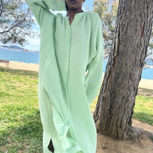 Robe gaz de coton Verte