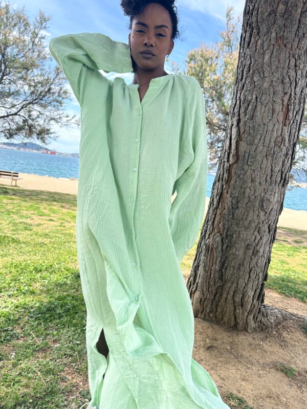 Robe gaz de coton Verte