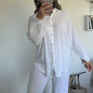 Ensemble Chemise gaz de coton - Blanc
