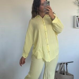 Ensemble Chemise gaz de coton - Jaune