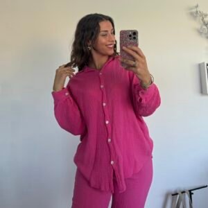 Ensemble Chemise gaz de coton - Rose