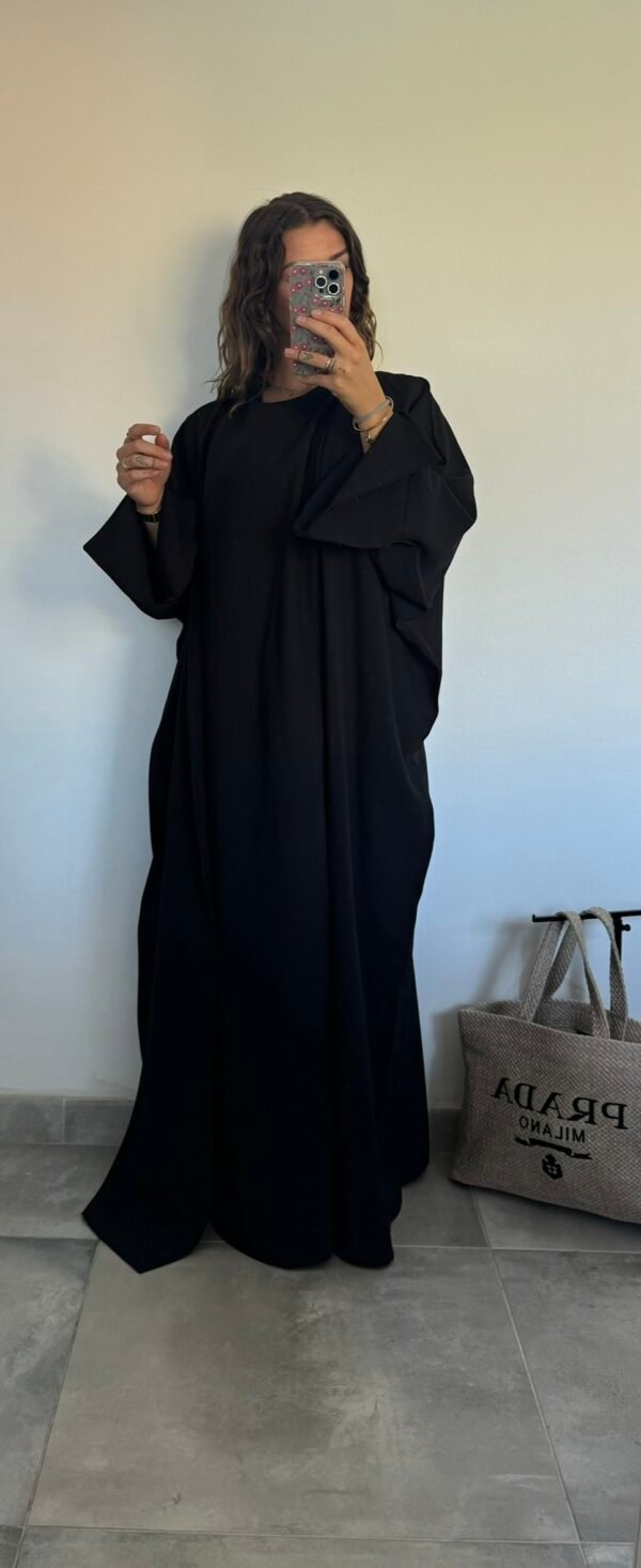 Ensemble effet lin noir kimono & robe – Image 2