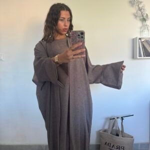 Ensemble effet lin camel kimono & robe
