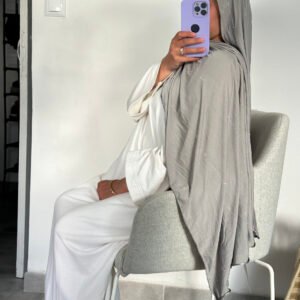 Jersey premium luxe strass frisé gris clair