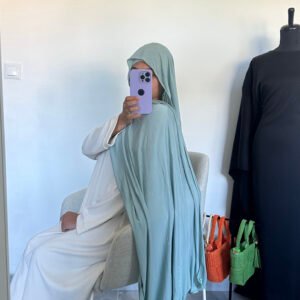 Jersey premium luxe strass frisé vert d’eau