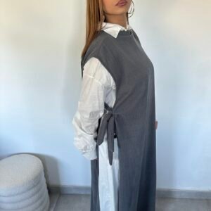 Robe pull à nouer + chemise grise