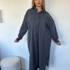 Robe chemise à rayures bleu